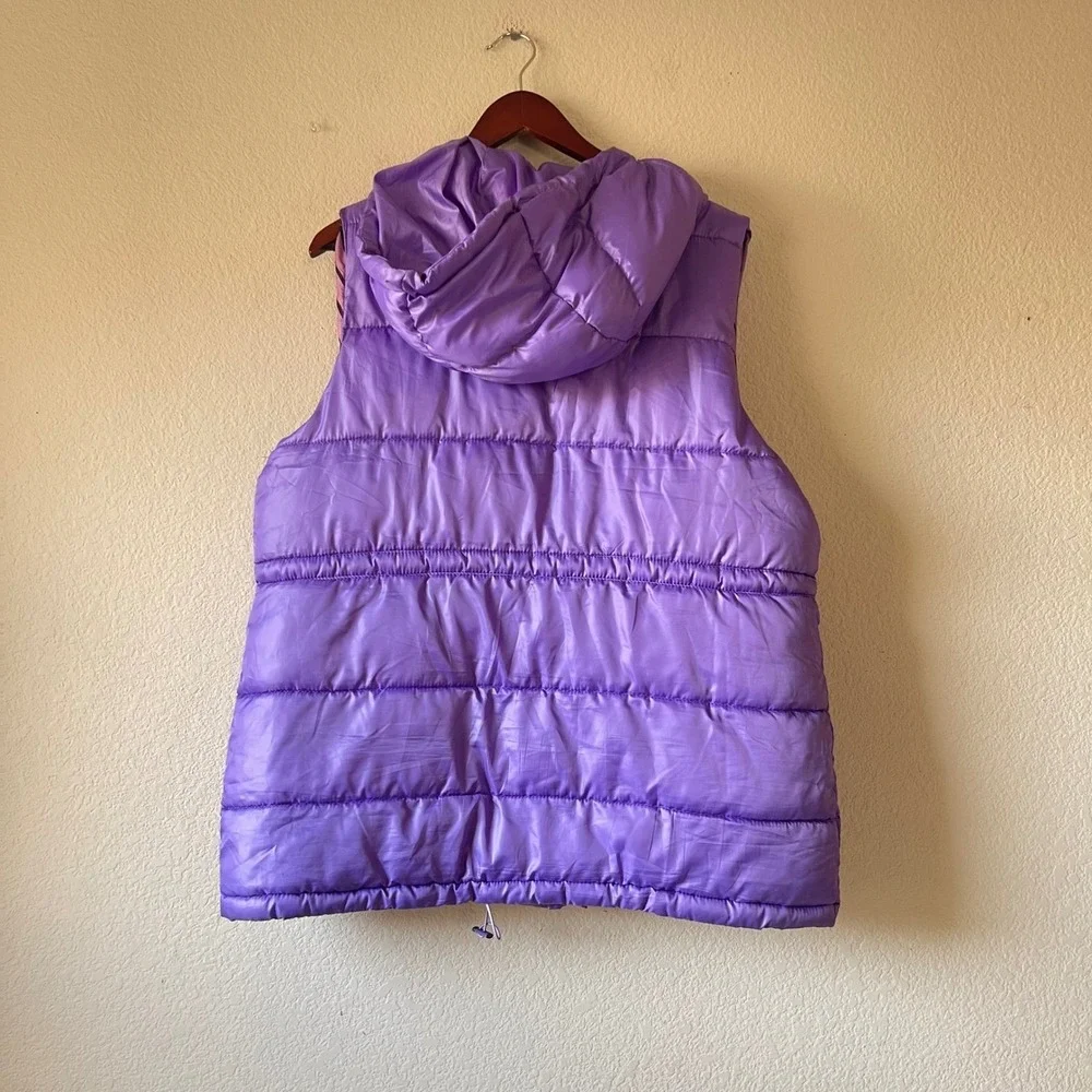 NOCTURNE Puffer‎ Hooded Vest Lavender Purple Quilted Zip Pockets Size 38/medium